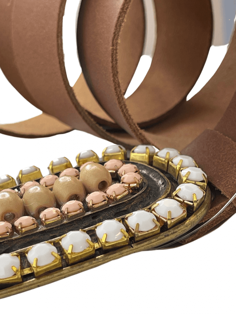 Leather Belt With Stones-My Boutique