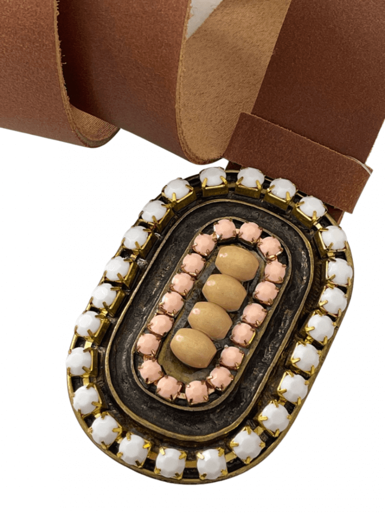 Leather Belt With Stones-My Boutique