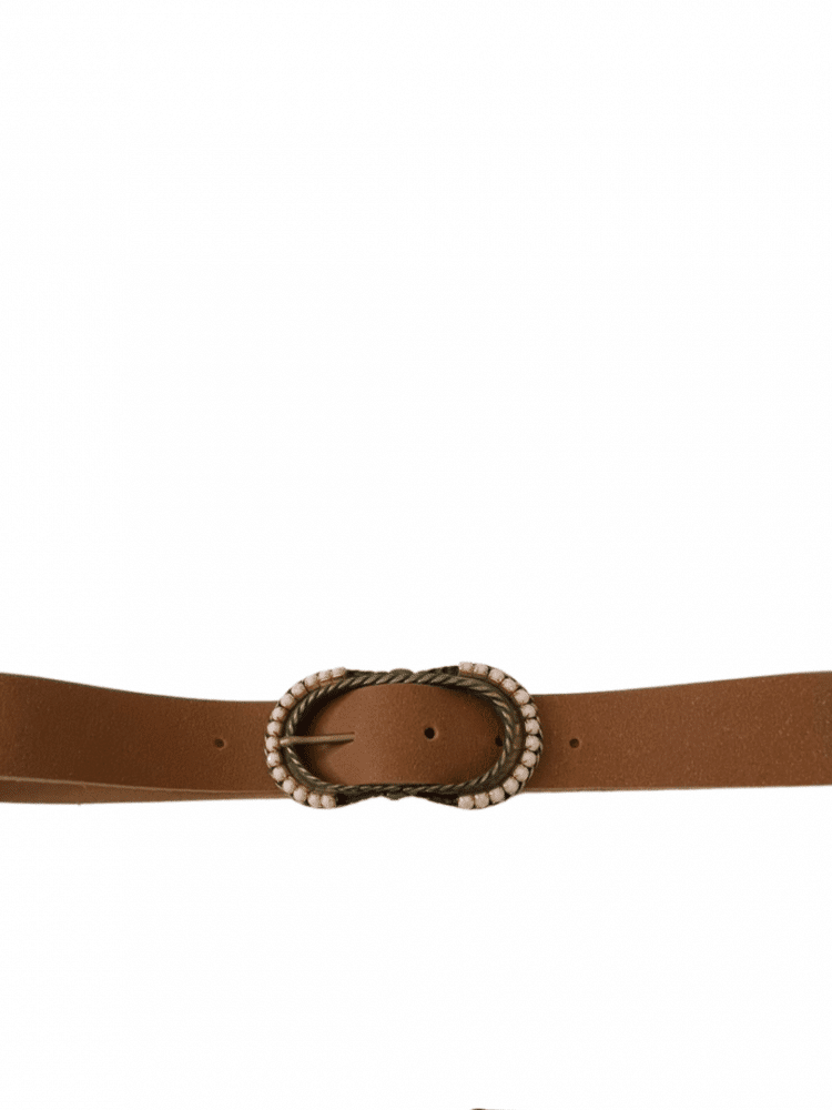 Leather Belt With Matte Rhinestones Pink-My Boutique