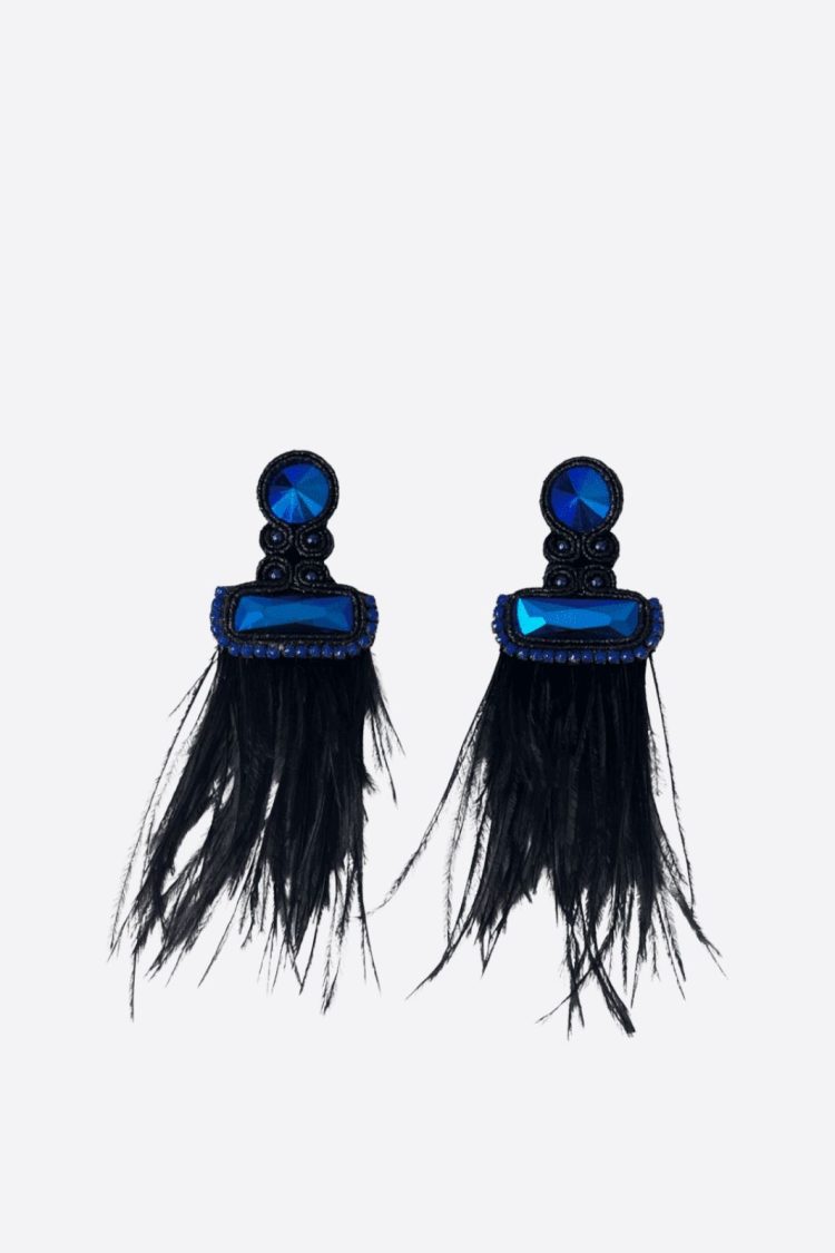 Ostrich Feather Earrings-My Boutique