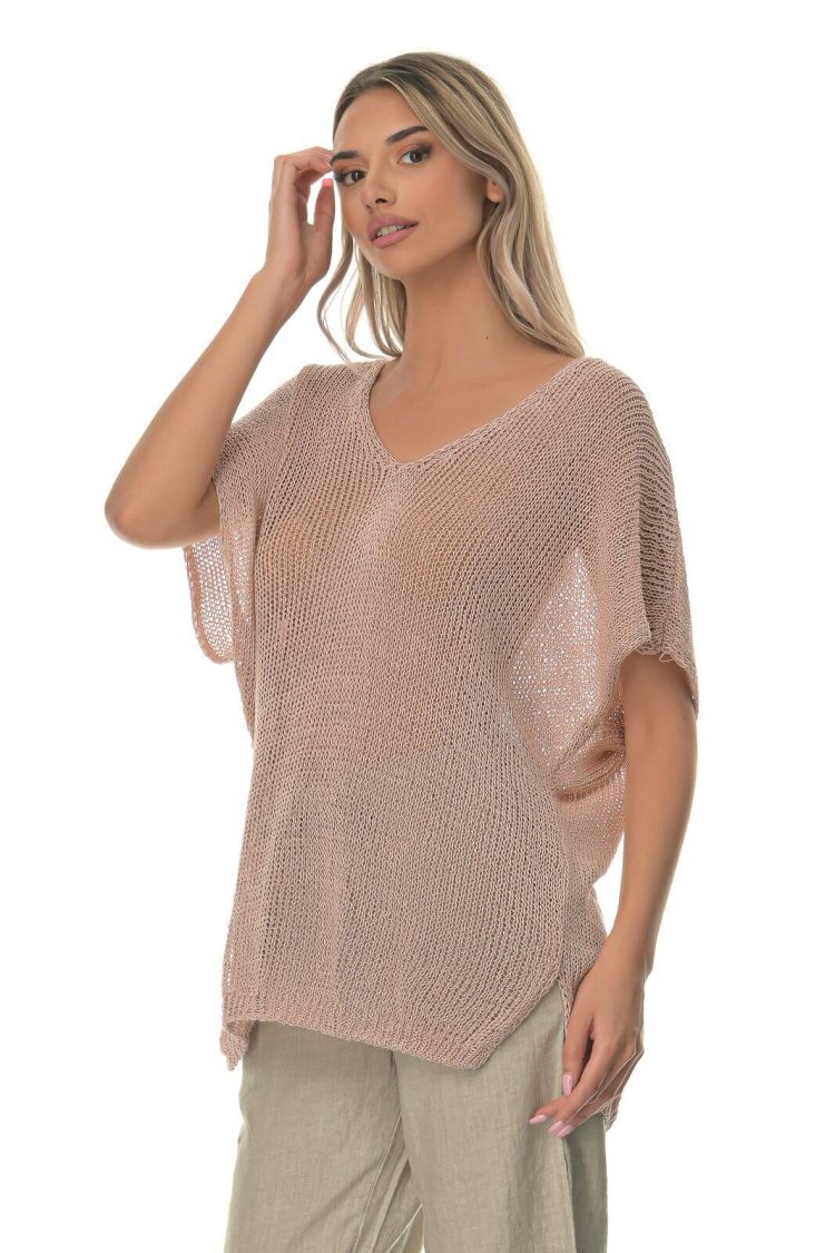 Blouse Women's V Sweater Dirty Pink-My Boutique