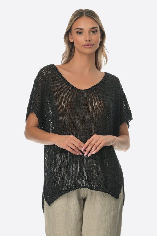Μπλούζα Γυναικεία V Sweater Μαύρη-My Boutique