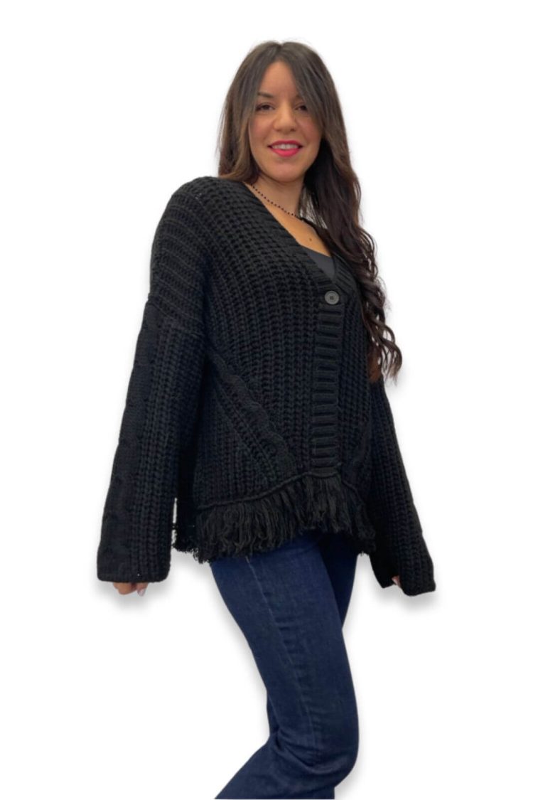Women's Black Knitted Cardigan-My Boutique