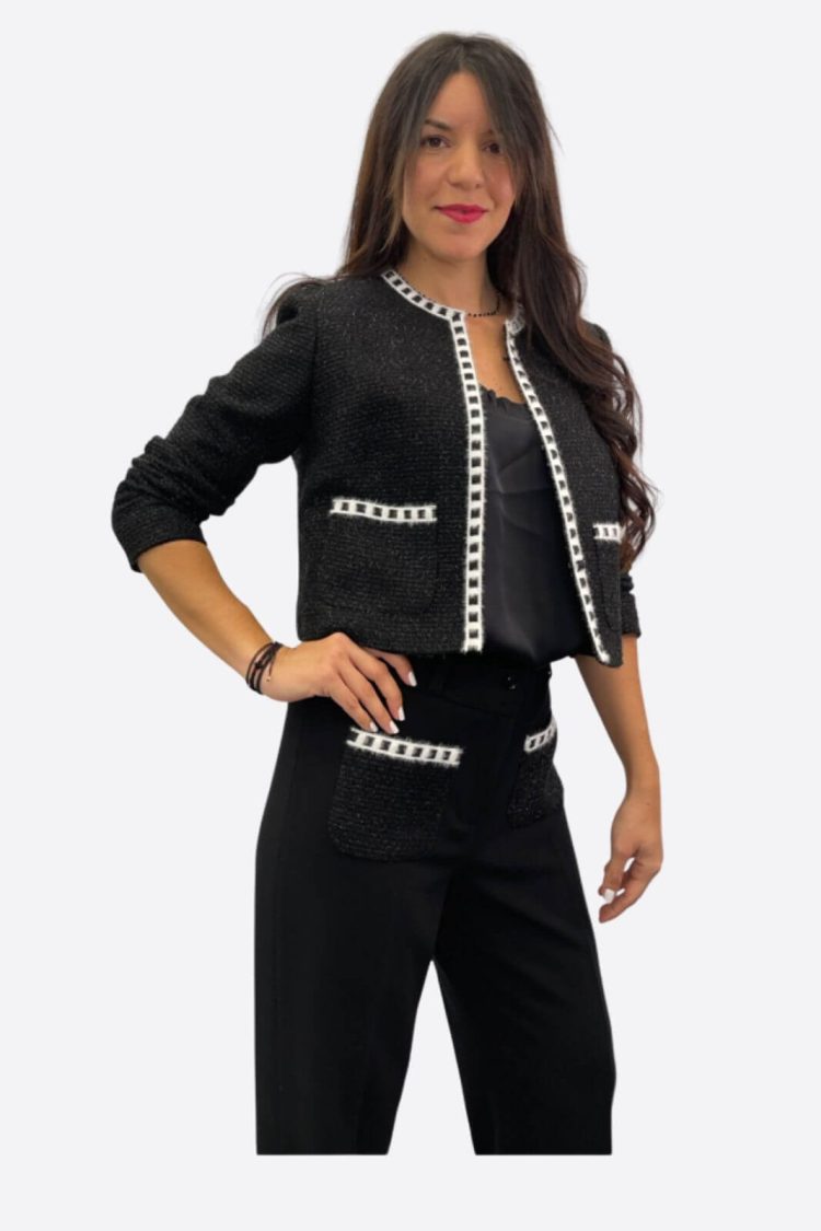 Σακάκι Γυναικείο Κοστουμιού Κοντό Μαύρο-My Boutique