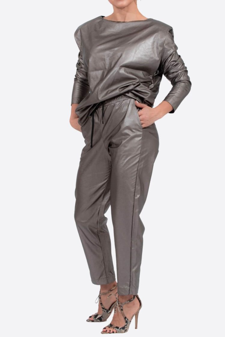Σετ Γυναικείο Παντελόνι & Μπλούζα Silver-My Boutique