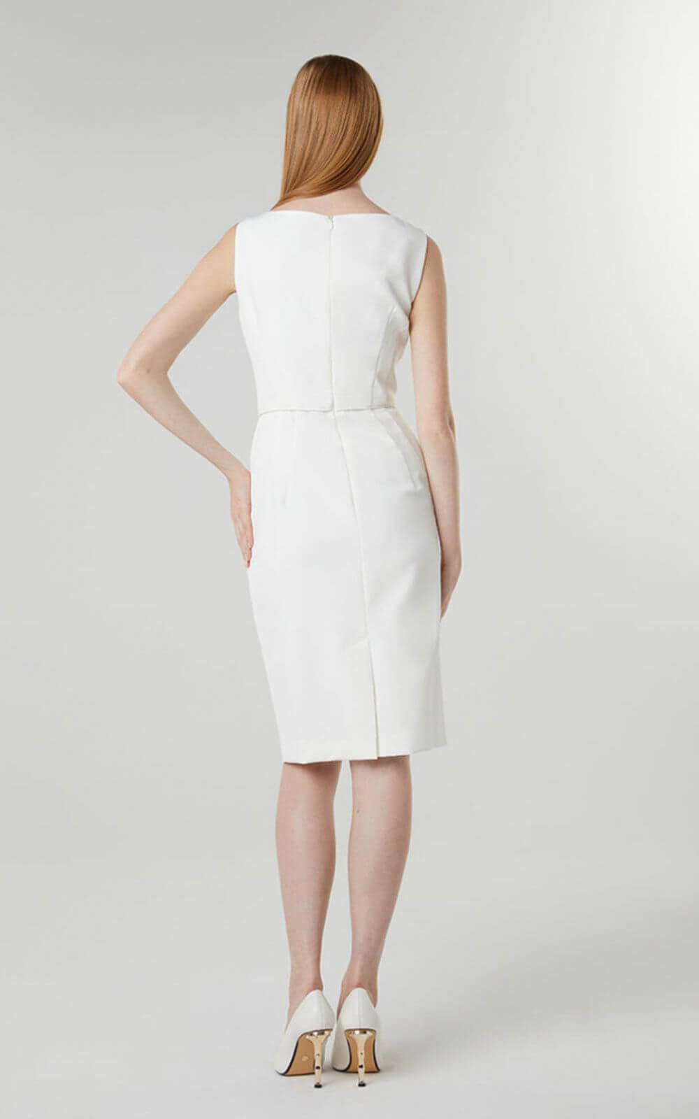 Φόρεμα Εφαρμοστό Ελαστικό Κρεπ Λευκό-My Boutique