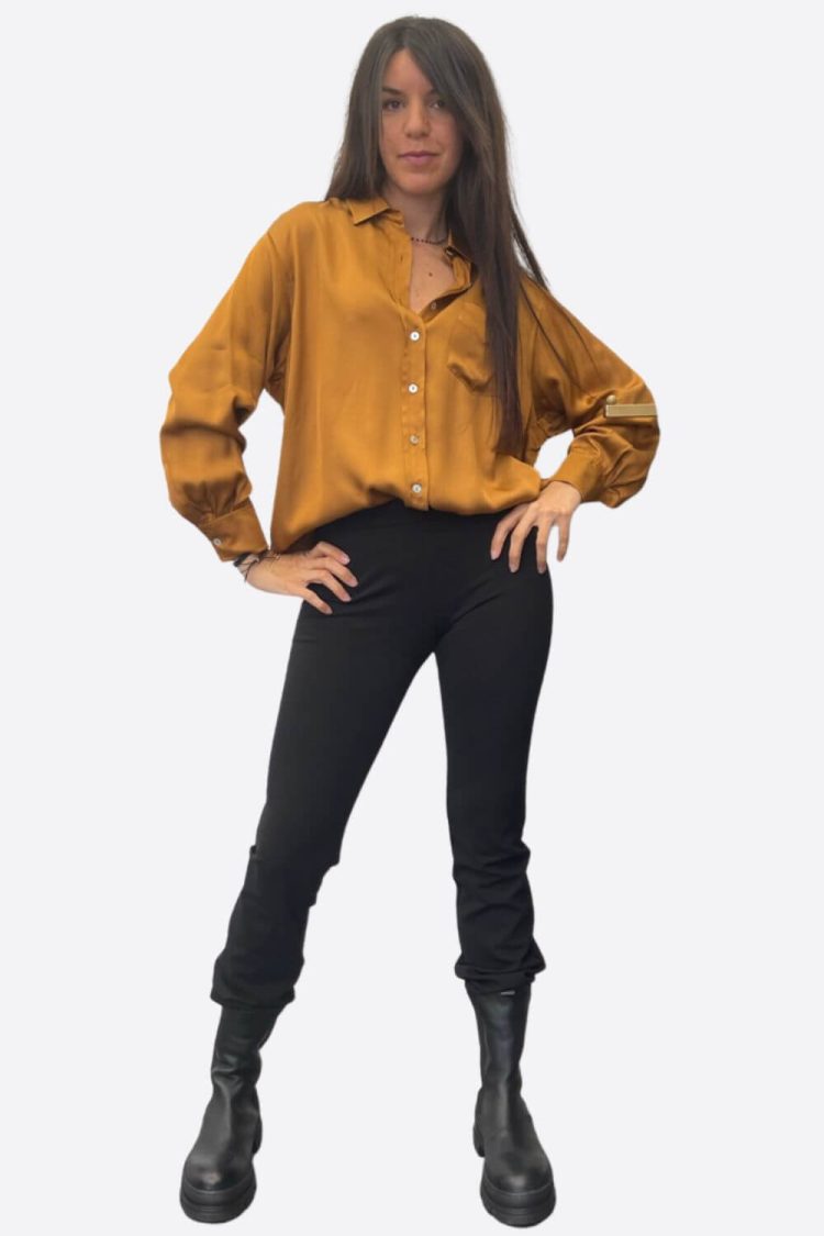 Women's Shirt With Mustard Silk Texture-My Boutique