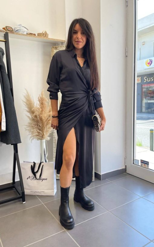 Φόρεμα Κρουαζέ Μαύρο-My Boutique
