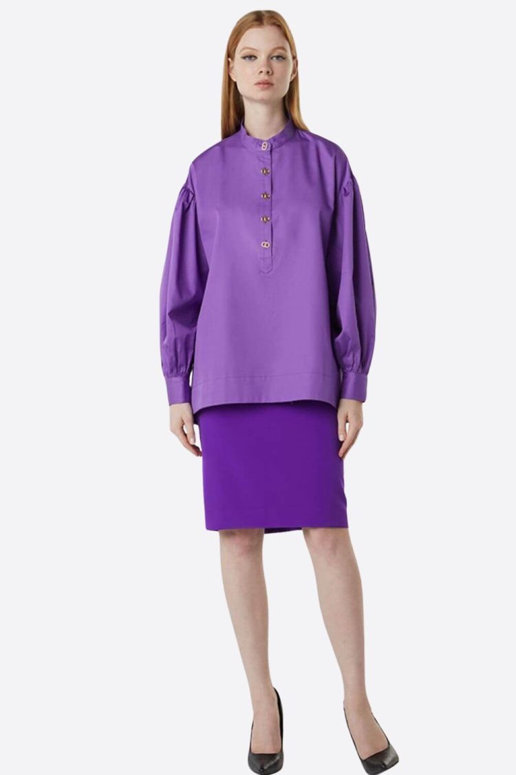 Blouse Women's Asymmetric In Boxy Line Purple-My Boutique