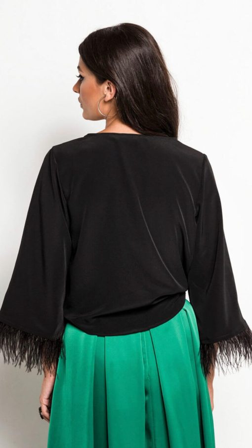 Women's Shirt With Feathers On The Sleeves-My Boutique
