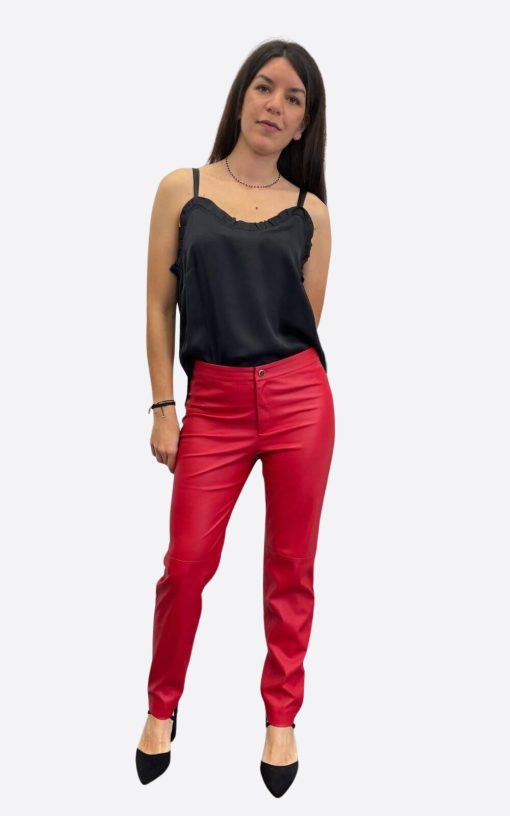 Women's Leather Pants Red-My Boutique