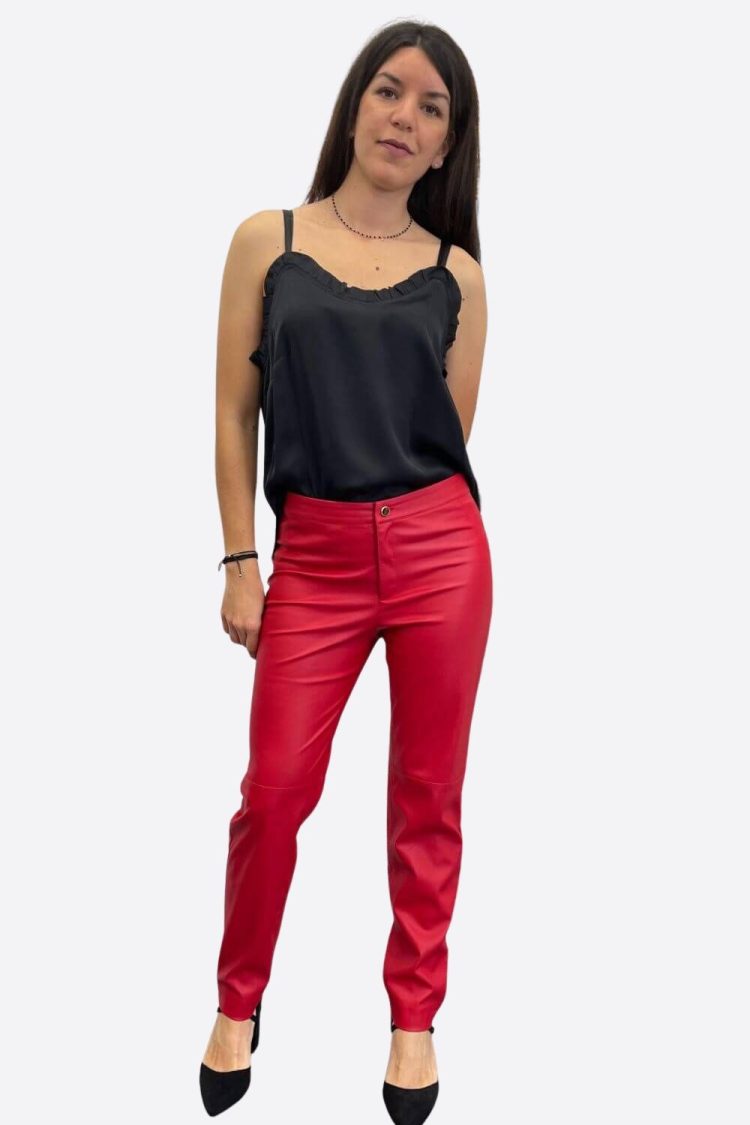 Women's Leather Pants Red-My Boutique