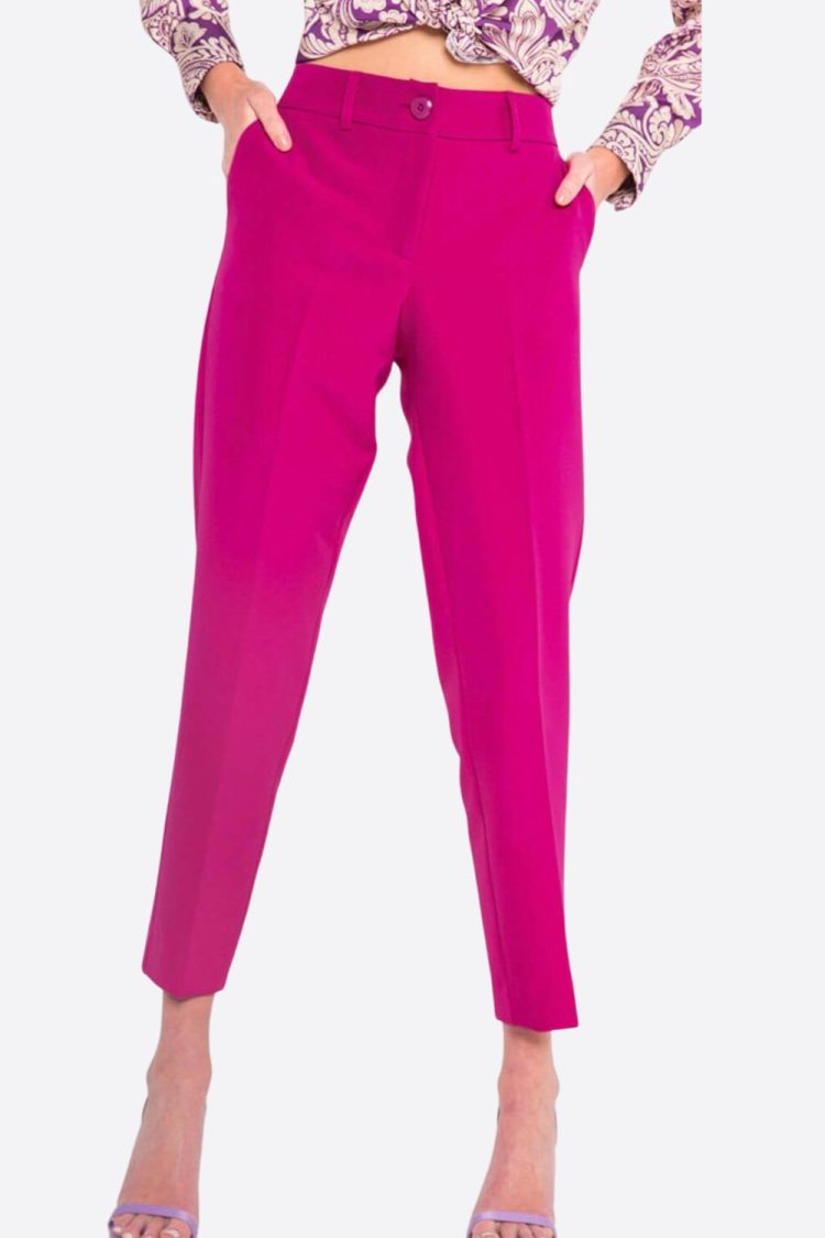 Fuchsia Straight Line Pants for Women-My Boutique