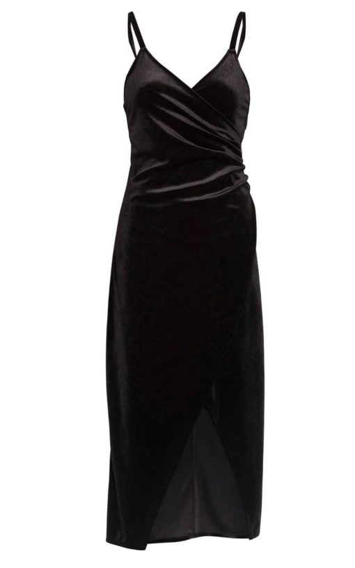 Dress With Ruched Velvet Texture-My Boutique
