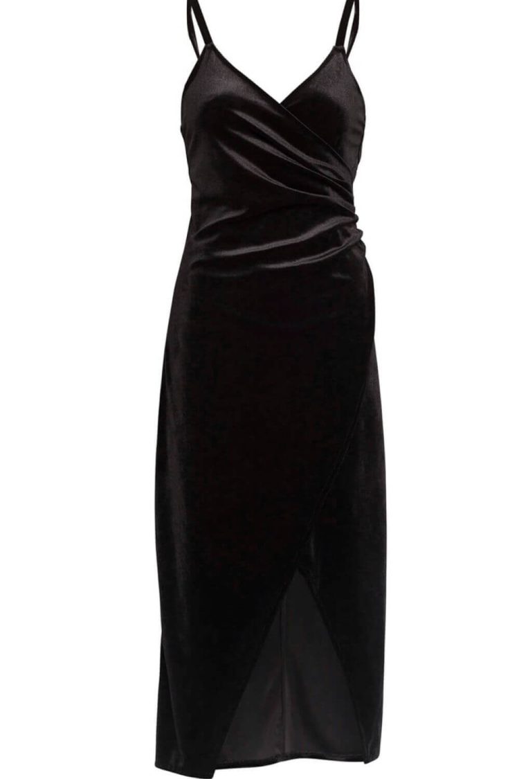 Dress With Ruched Velvet Texture-My Boutique