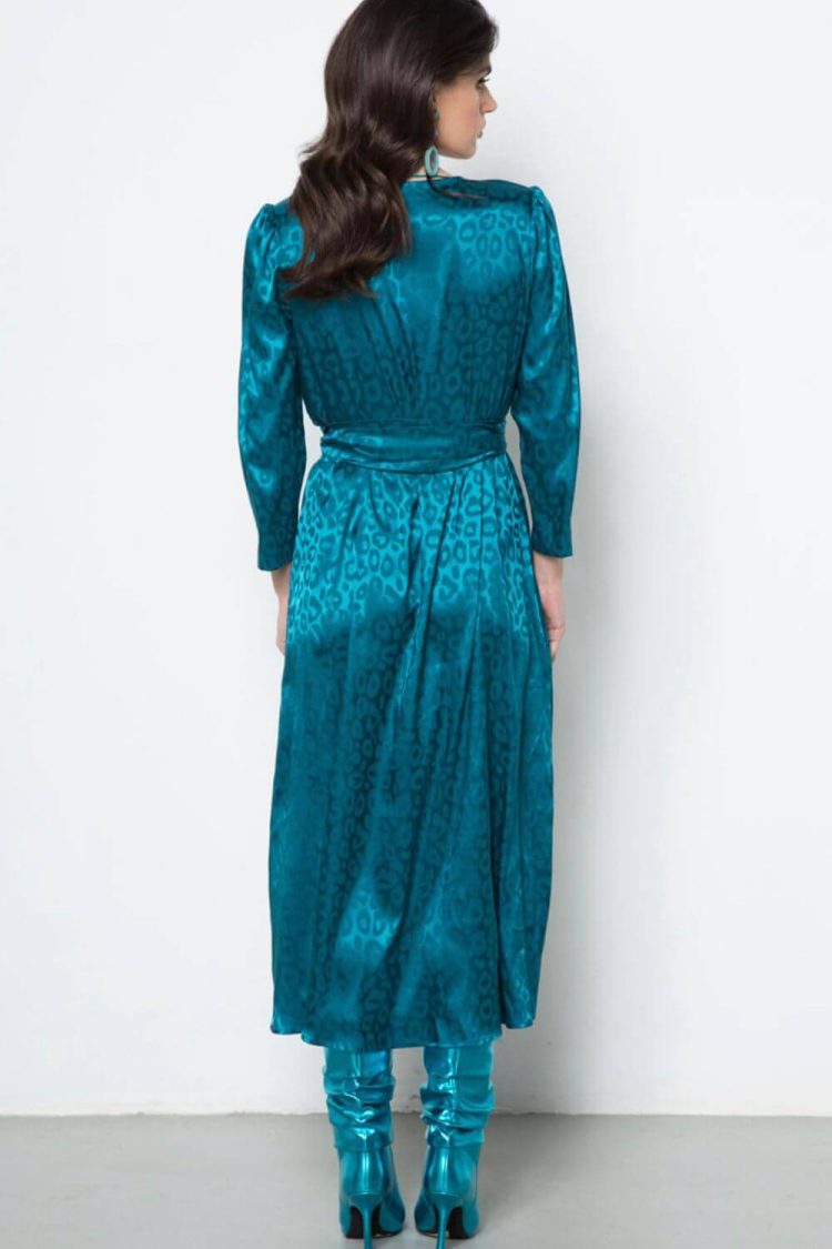 Dress With Satin Texture Petrol-My Boutique