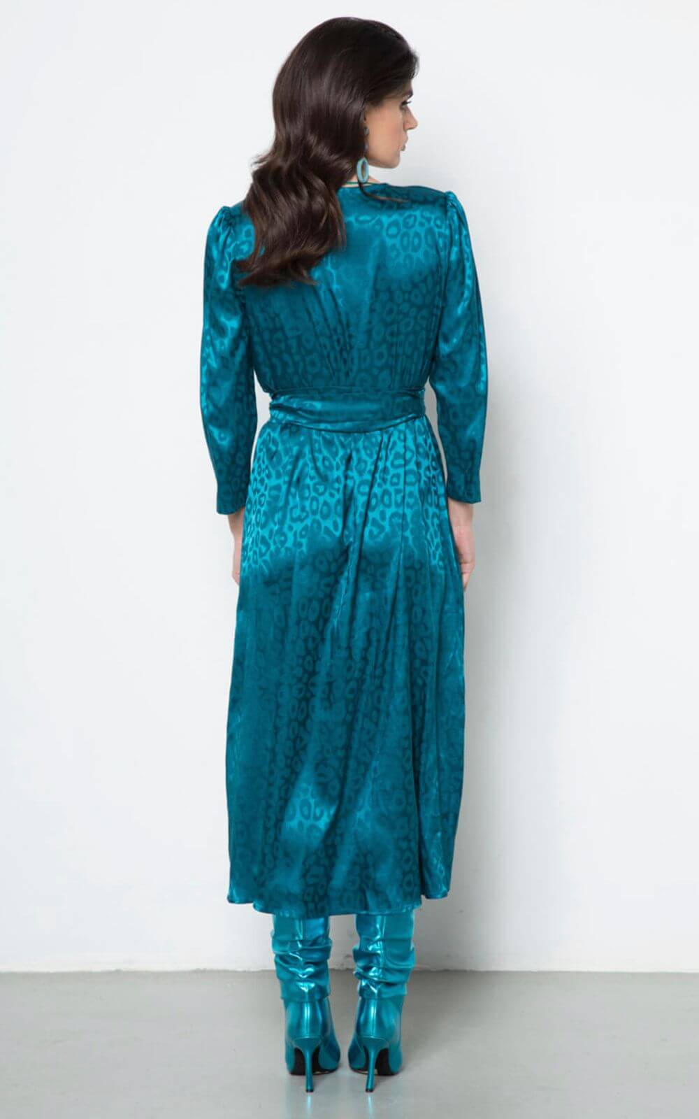 Φόρεμα Με Σατινέ Υφή Πετρόλ-My Boutique