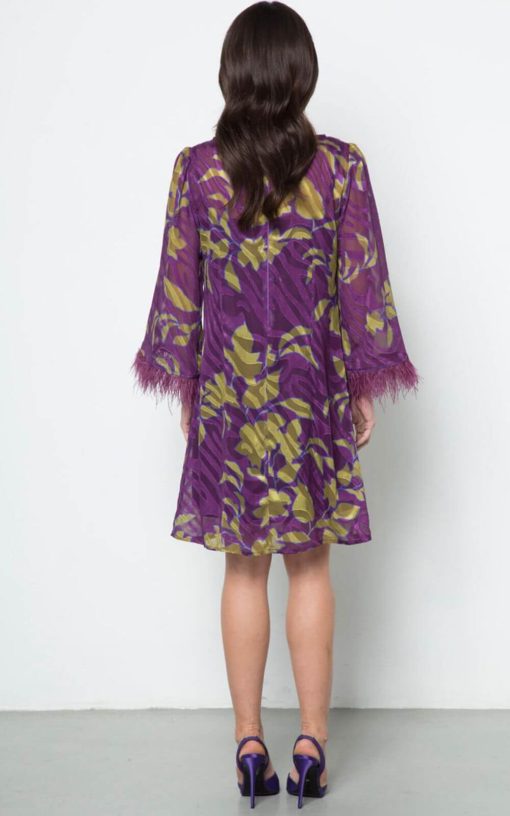 Purple-Olive Printed Dress-My Boutique