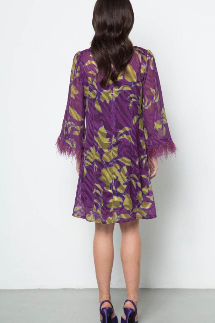 Purple-Olive Printed Dress-My Boutique
