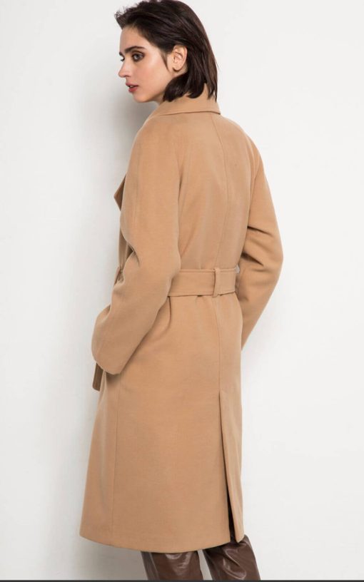 Women's Camel Velor Coat-My Boutique