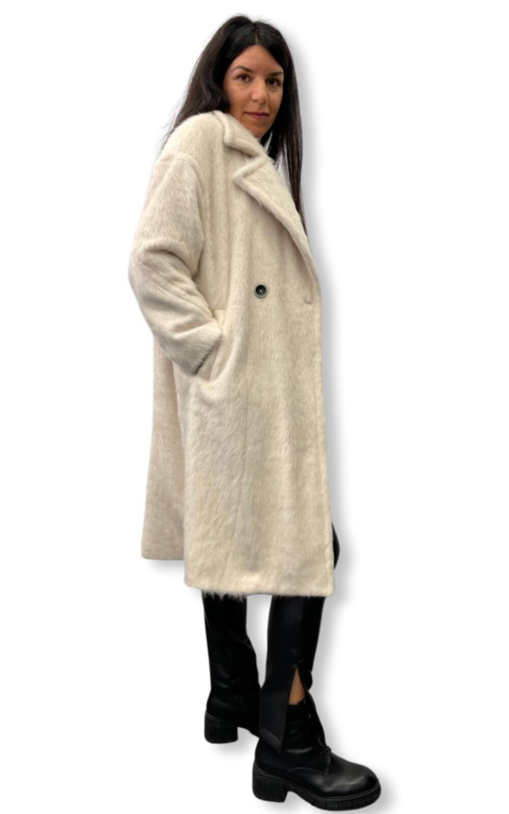 Παλτό Γυναικείο Γούνινο Εκρού-My Boutique