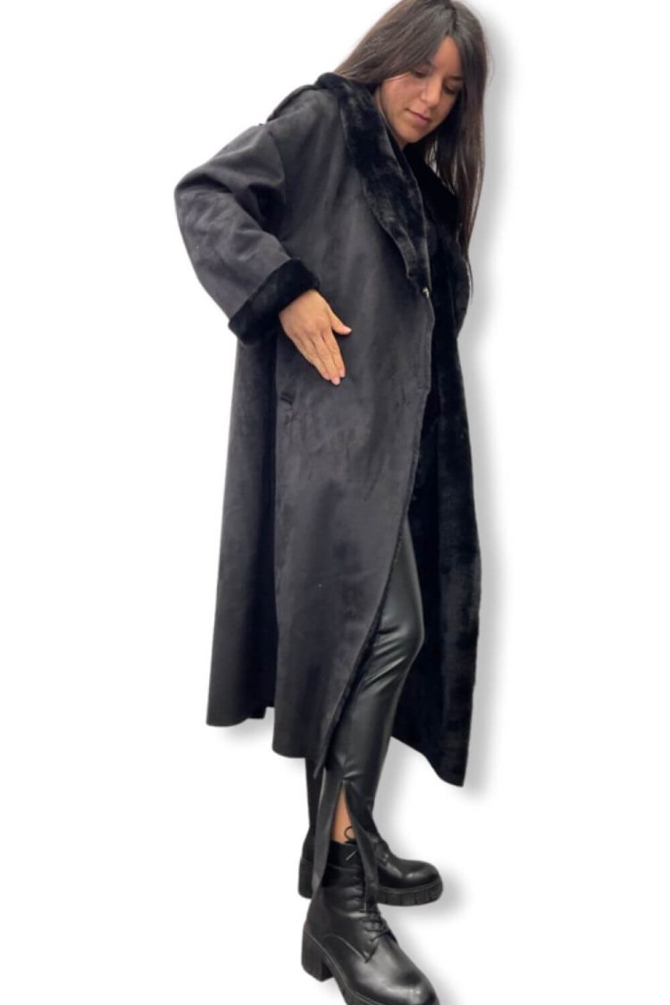 Παλτό Γυναικείο Μουτον Μαυρό-My Boutique
