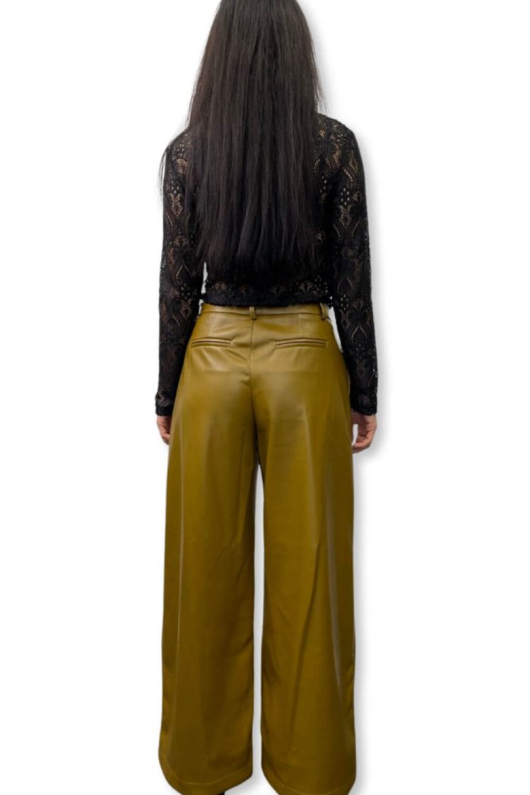 Camel Leather Women's Pants-My Boutique