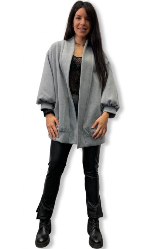 Women's Jacket Without Buttons Grey-My Boutique