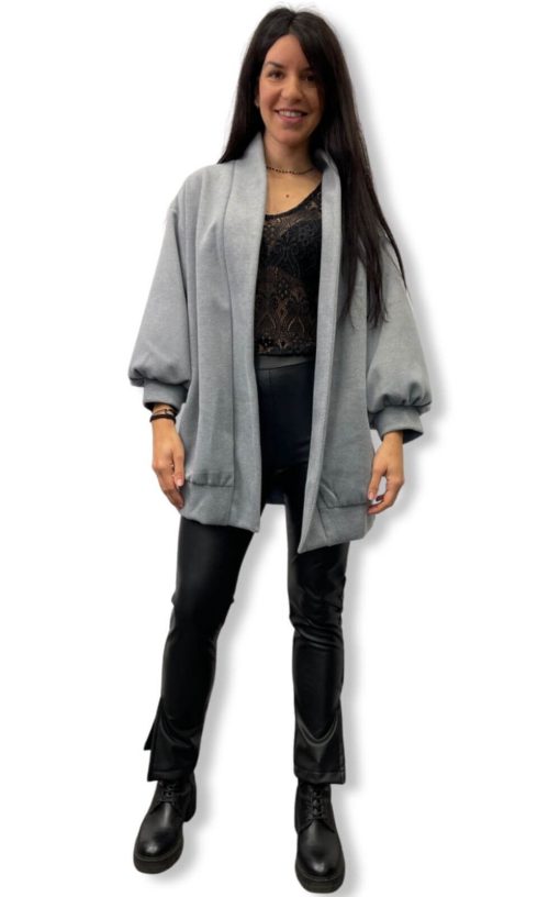 Women's Jacket Without Buttons Grey-My Boutique