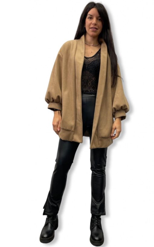 Women's Jacket Without Buttons Camel-My Boutique