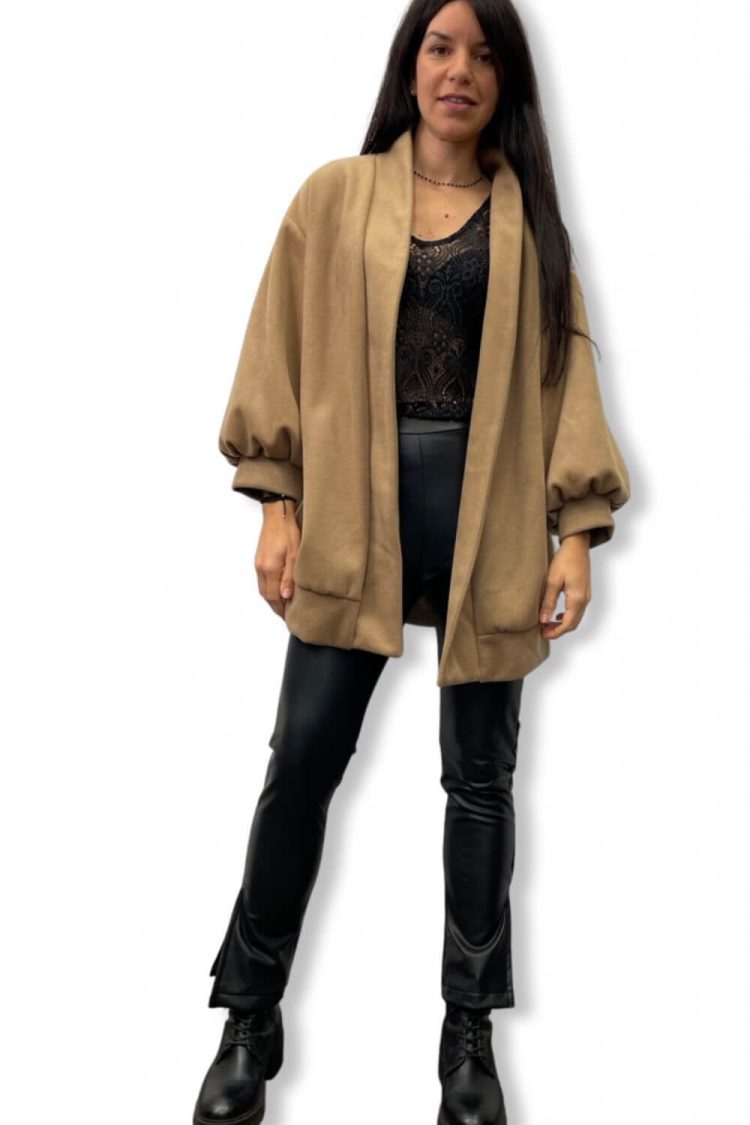 Women's Jacket Without Buttons Camel-My Boutique