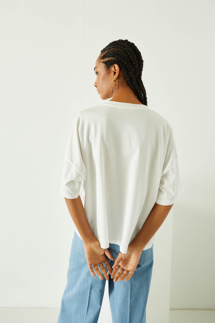 Women's Short Sleeve White Blouse-My Boutique