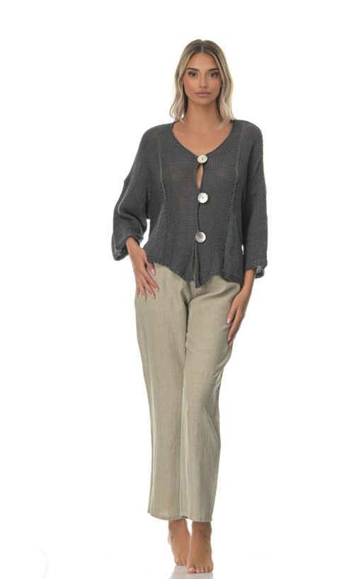 Women's Gray Knitted Cardigan-My Boutique
