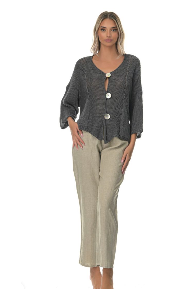 Women's Gray Knitted Cardigan-My Boutique