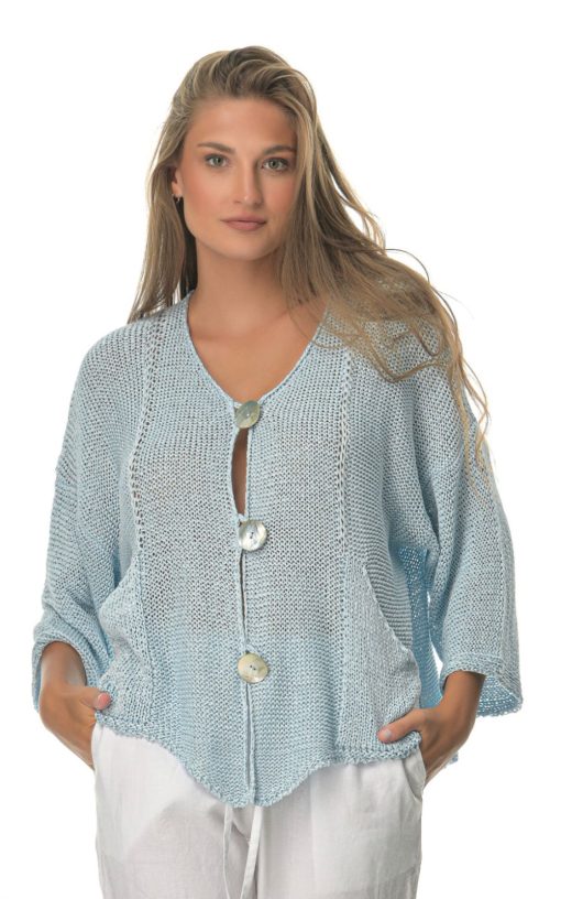 Women's Light Blue Knitted Cardigan-My Boutique