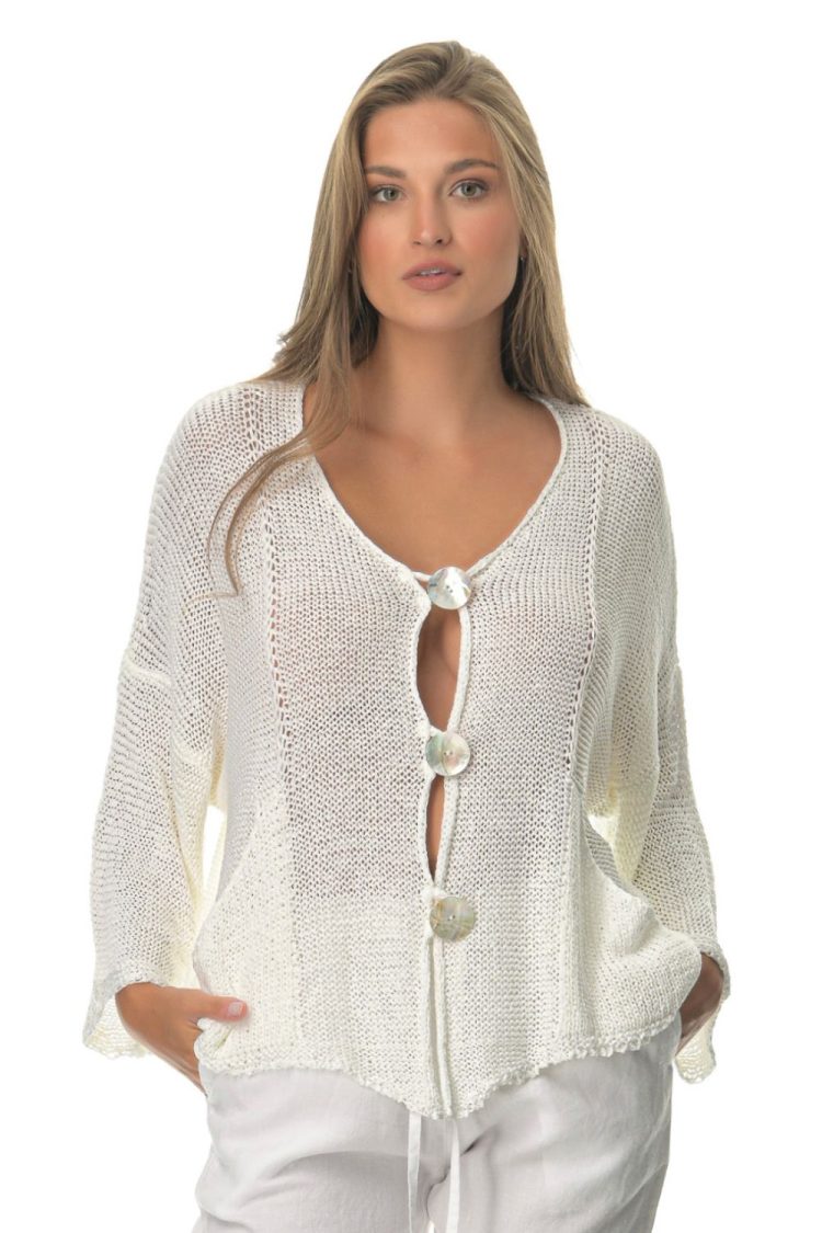 Women's Knitted Cardigan White-My Boutique