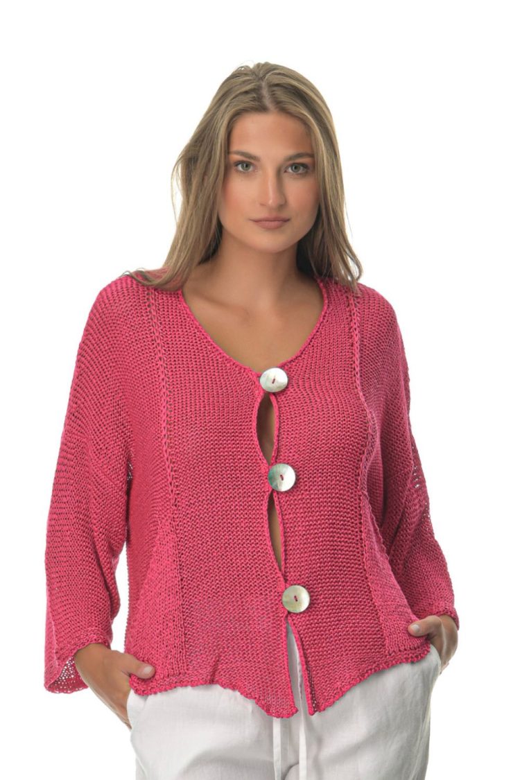Women's Knitted Fuchsia Cardigan-My Boutique