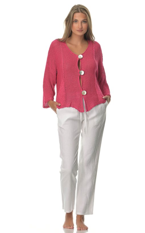 Women's Knitted Fuchsia Cardigan-My Boutique