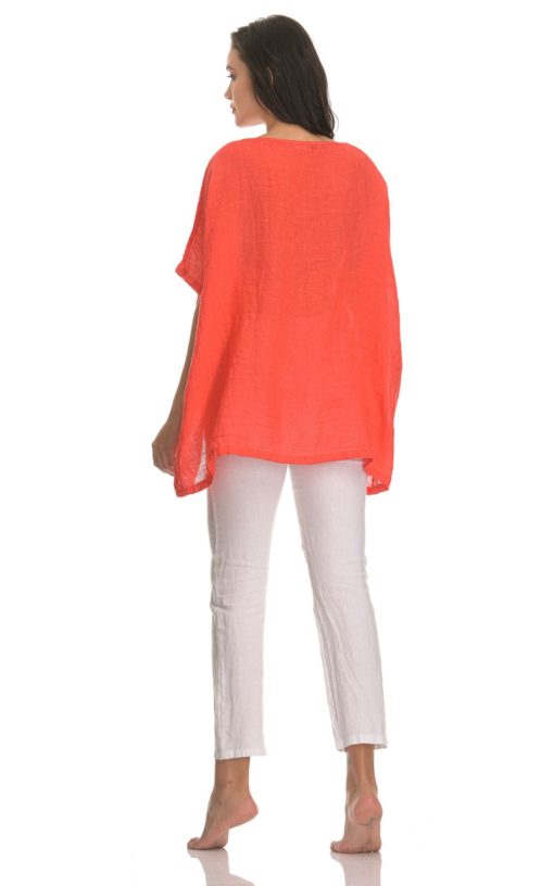 Women's Oversized Coral Blouse-My Boutique