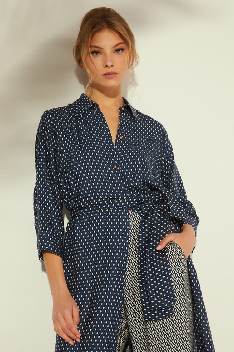 Women's Shirt-Dress Blouse With Patterns-My Boutique