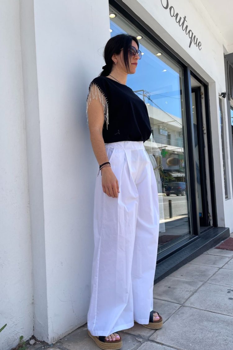 Women's Wide Line Pants White-My Boutique