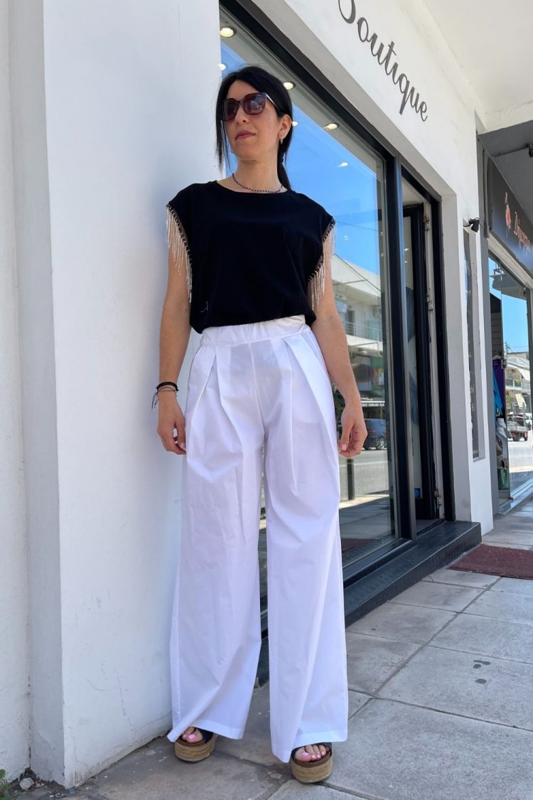 Women's Wide Line Pants White-My Boutique