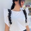 Μπλούζα Γυναικεία Βαμβακερή Με Λεπτομέρειες White-My Boutique
