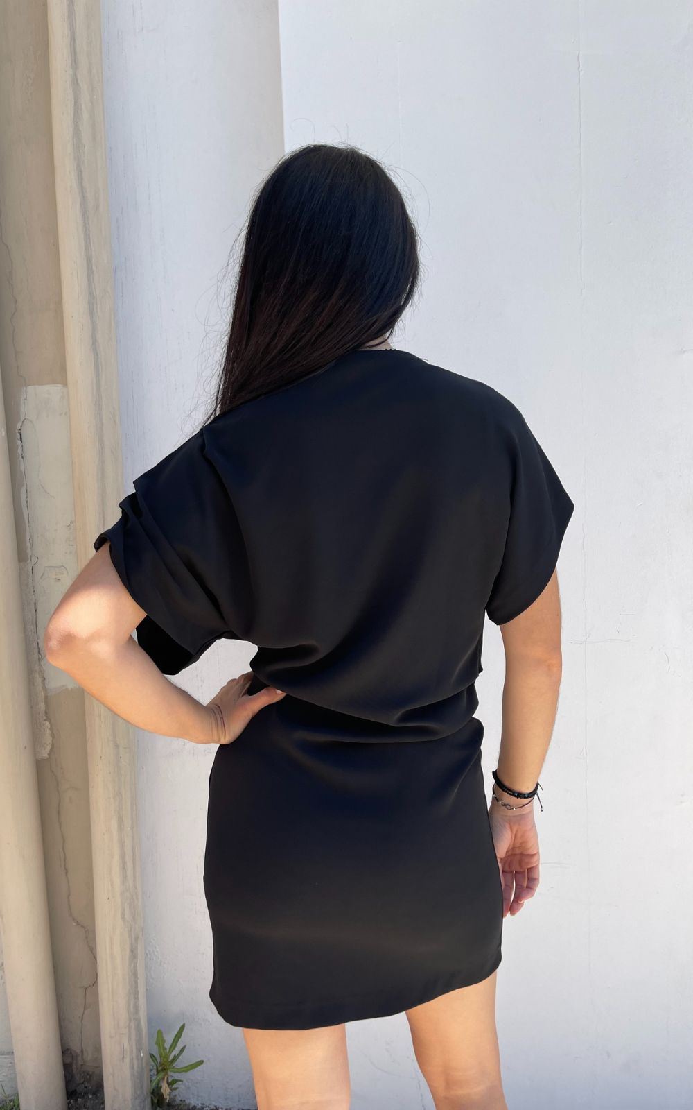 Φόρεμα με Σούρα στο Πλάι Μαύρο-My Boutique