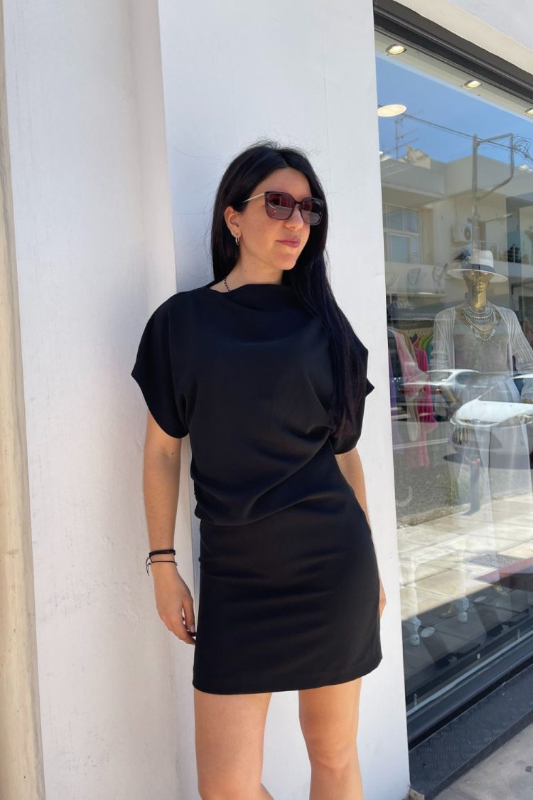 Dress with Soura on the Side Black-My Boutique