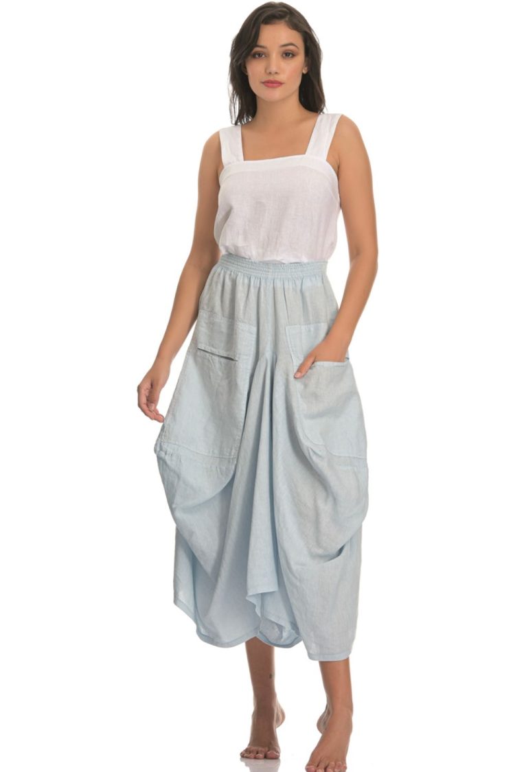 Pale Blue Pocket Skirt-My Boutique