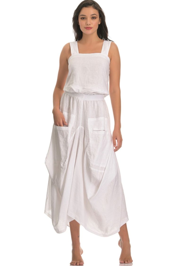 Pocket Skirt White-My Boutique