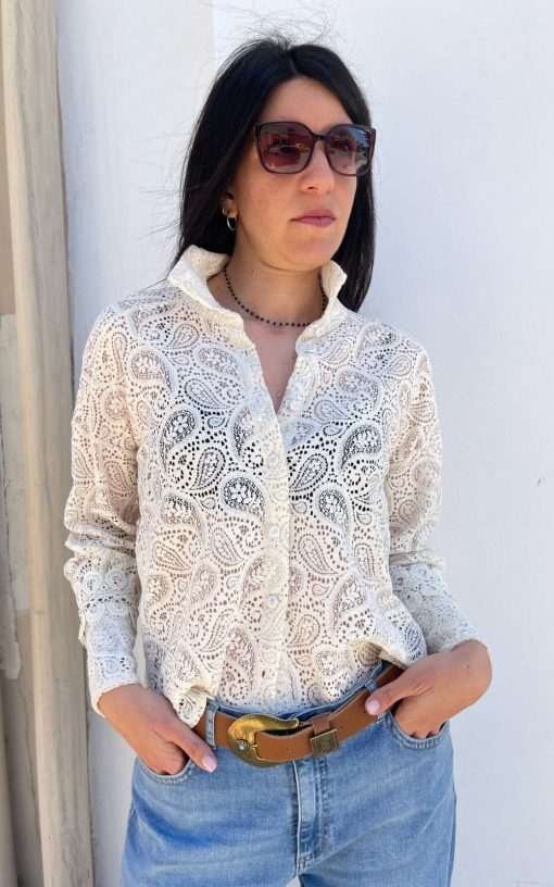 Women's Shirt With Perforated Patterns -My Boutique