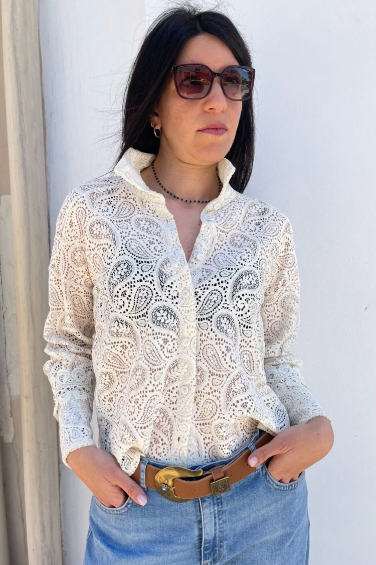 Women's Shirt With Perforated Patterns -My Boutique