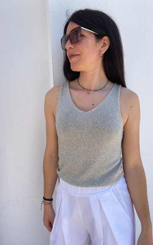 Women's Blouse With Bra Silver-My Boutique